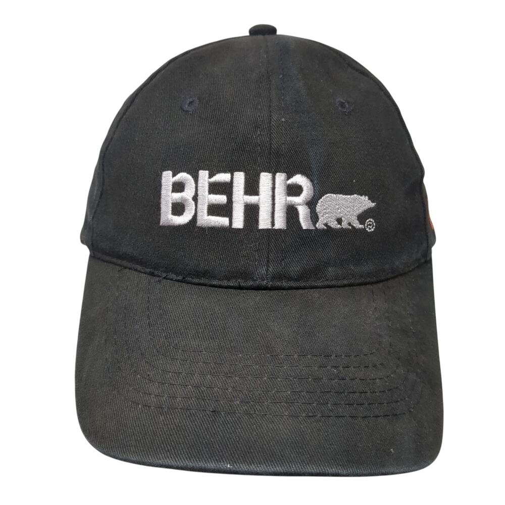 Behr Slideback Hat Black One Size Embroidered Logo Adjustable 6 Panel